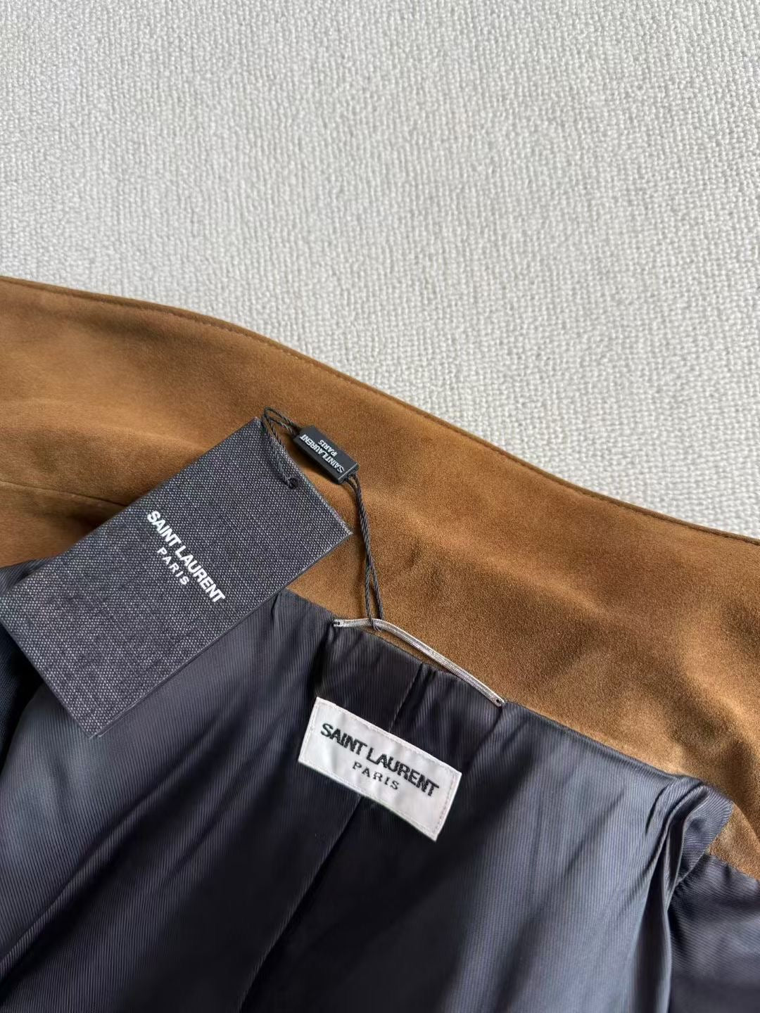 Saint Laurent Suede Leather Jacket, Size 46/48/50/52/54/56