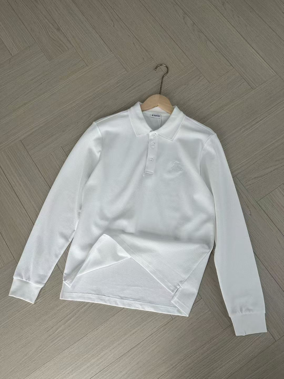 Burberry Long Sleeve Cotton Polo Shirt in Green/White/Blue, Size S/M/L/XL/XXL