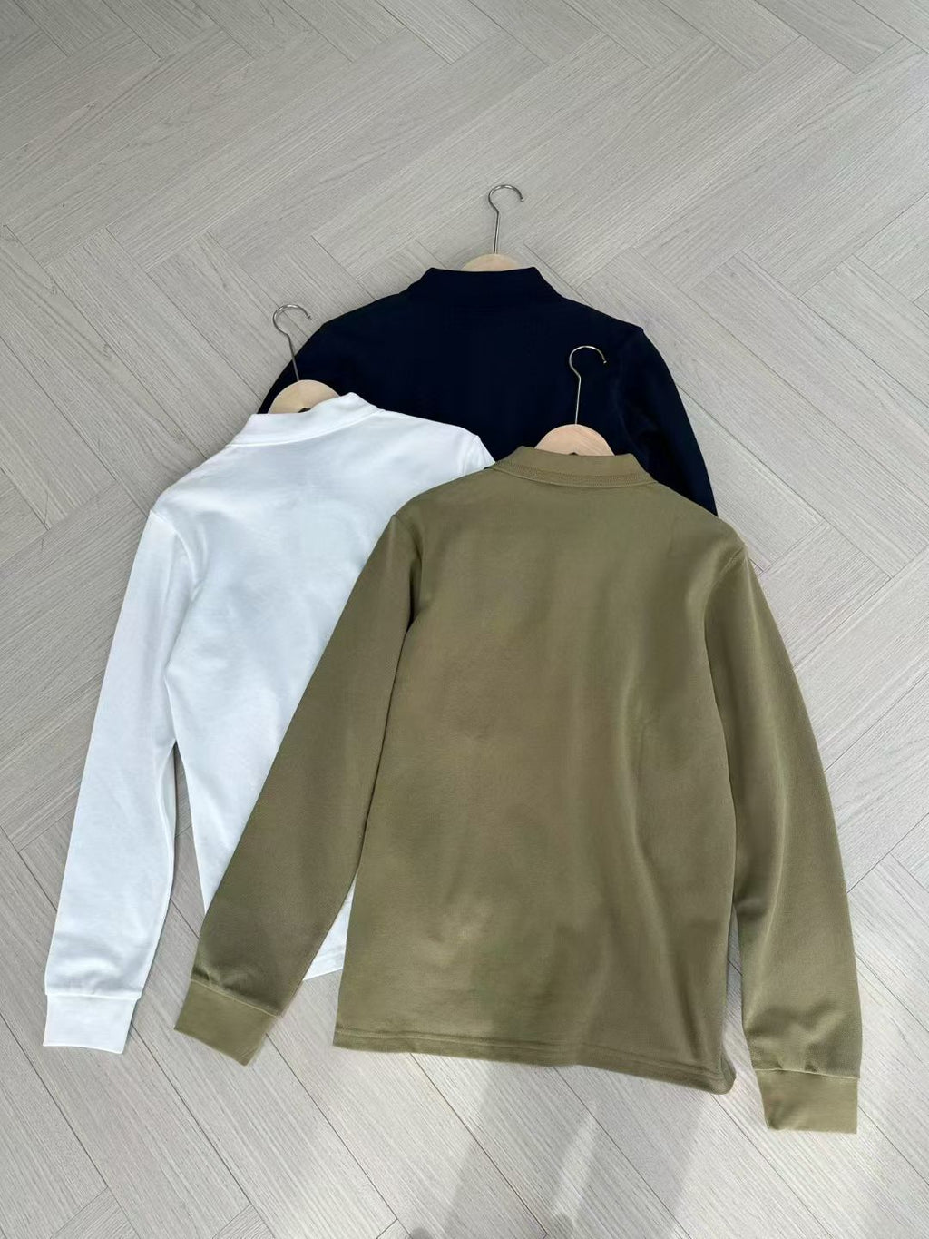 Burberry Long Sleeve Cotton Polo Shirt in Green/White/Blue, Size S/M/L/XL/XXL