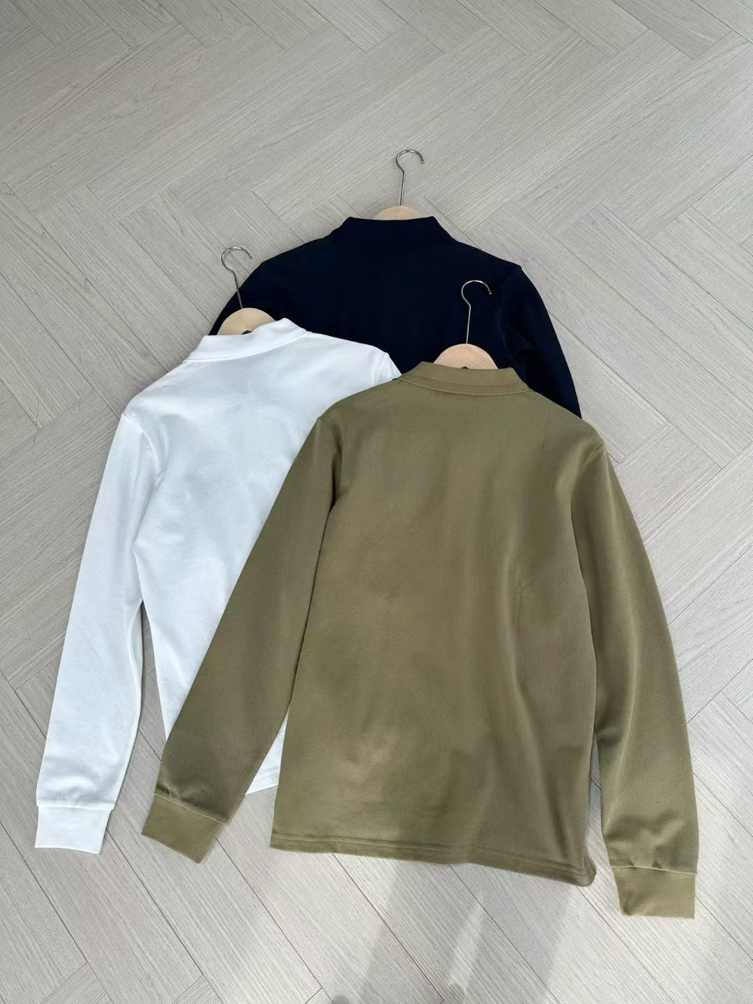 Burberry Long Sleeve Cotton Polo Shirt in Green/White/Blue, Size S/M/L/XL/XXL