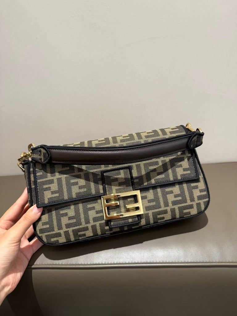Fendi Medium Size Baguette Fabric Brown