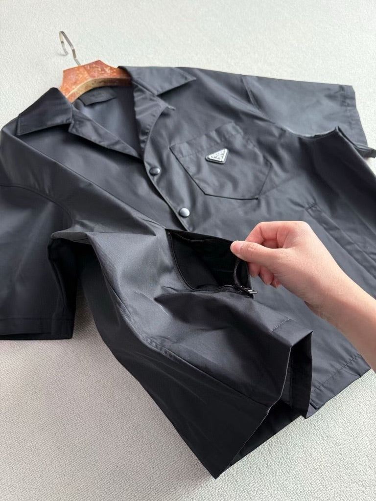 Prada Re-Nylon Short-Sleeved Shirt in Black, Size S/M/L/XL