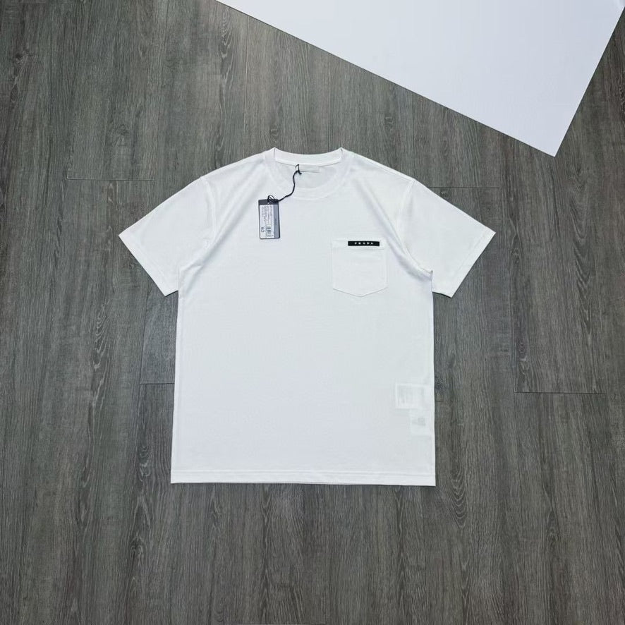 Prada Logo Cotton T-Shirt in Color White or Blue, Size S/M/L/XL/2XL