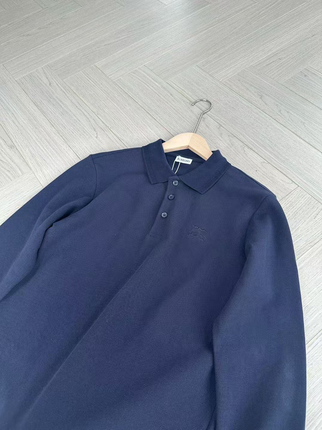 Burberry Long Sleeve Cotton Polo Shirt in Green/White/Blue, Size S/M/L/XL/XXL