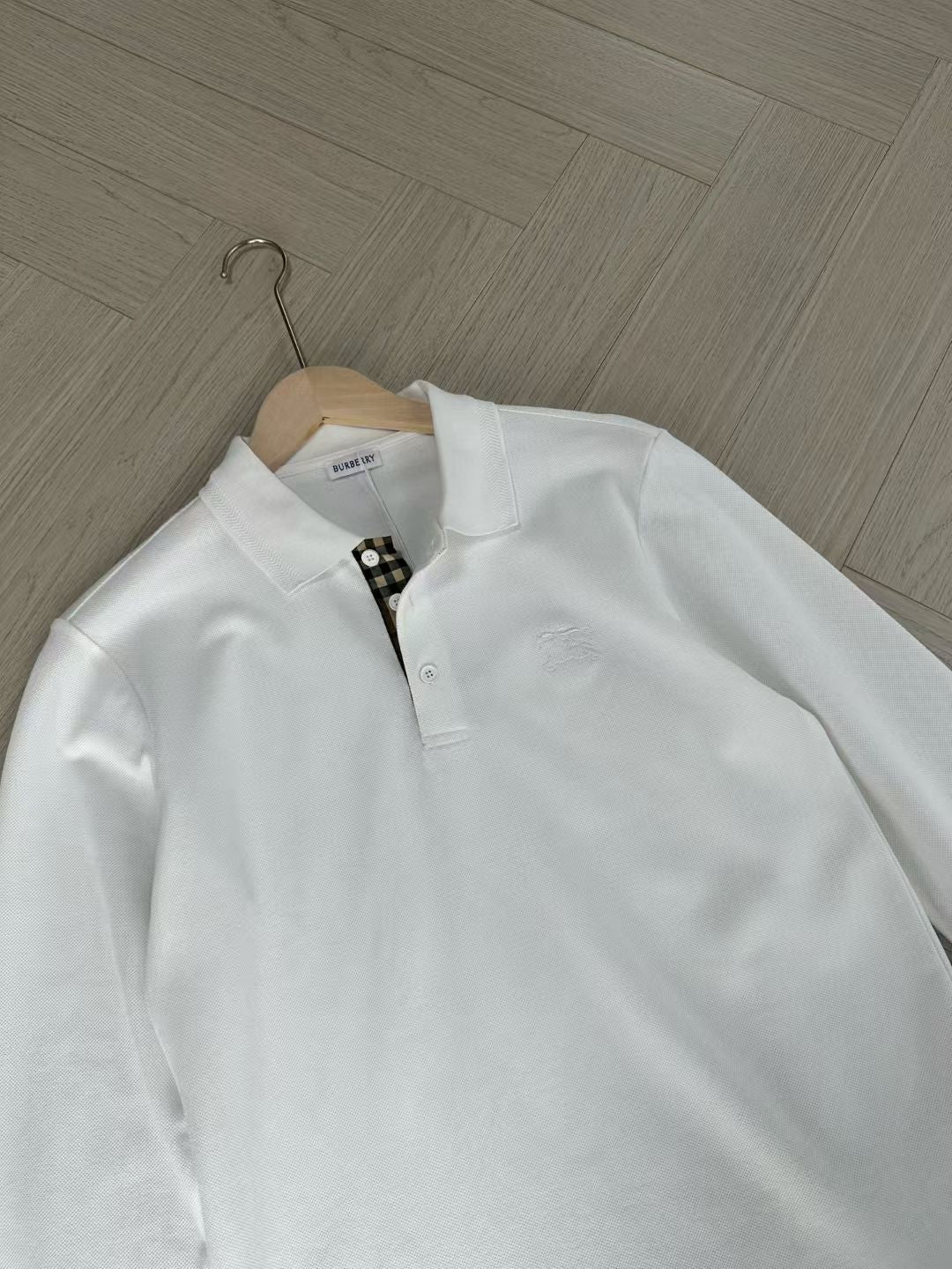 Burberry Long Sleeve Cotton Polo Shirt in Green/White/Blue, Size S/M/L/XL/XXL
