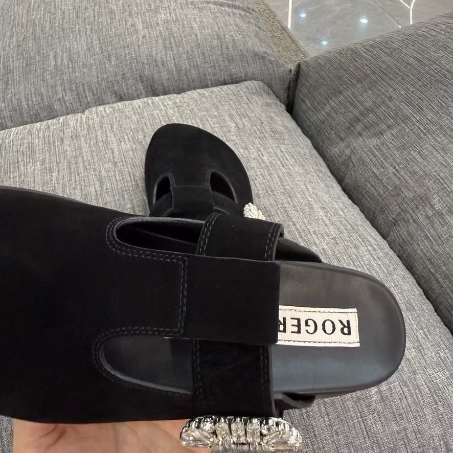 Roger Vivier Slidy Viv' Strass Buckle Mules, Size 35/36/37/38/39