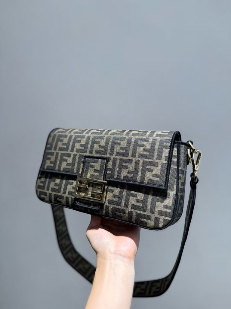 Fendi Medium Size Baguette Fabric Brown