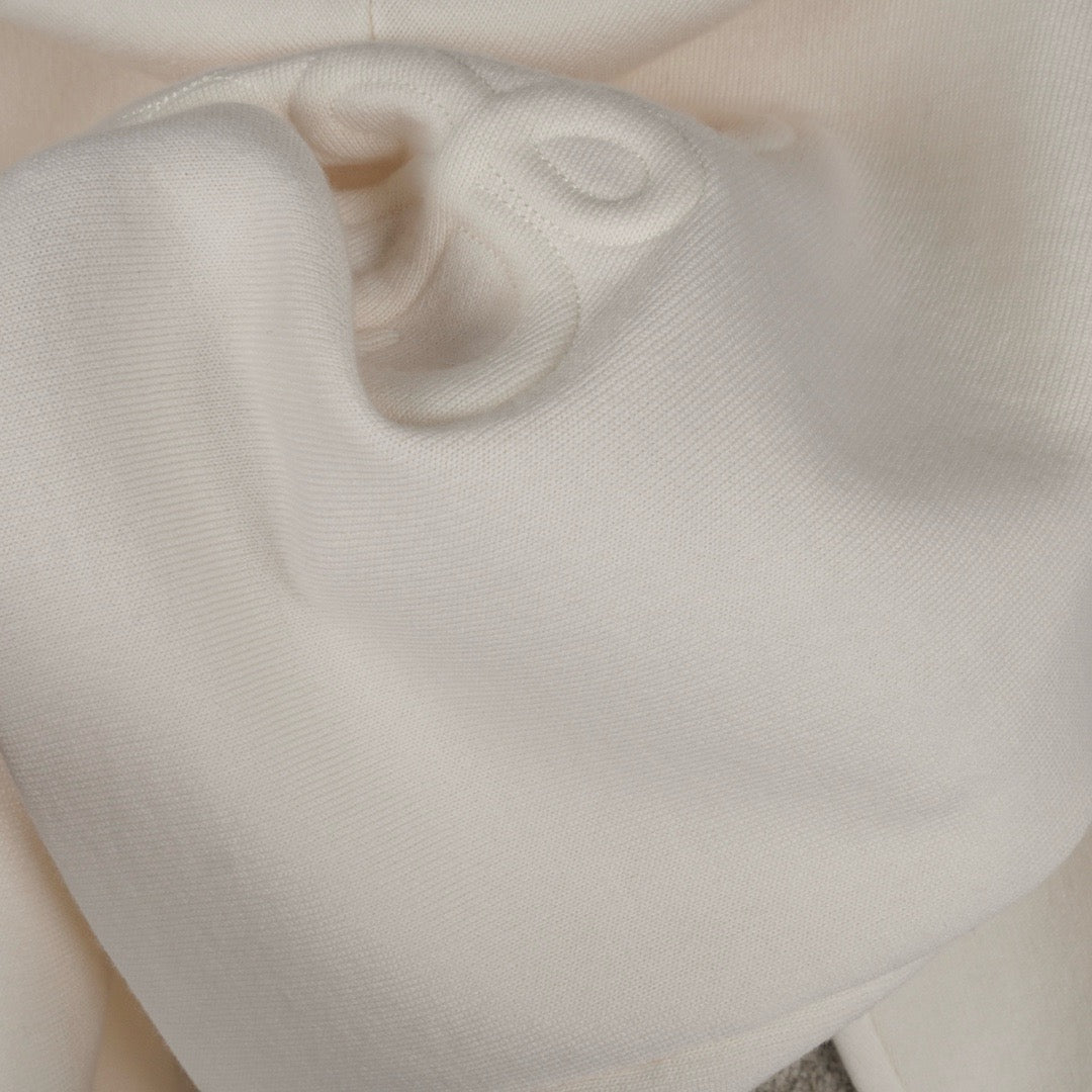 Loewe Wool Anagram Zip-Up Hoodie in White/Black, Size S/M/L