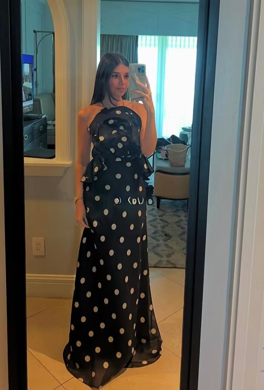 Zimmermann Black Polka Dot Silk/Linen Blend Maxi Dress, Size AU 2