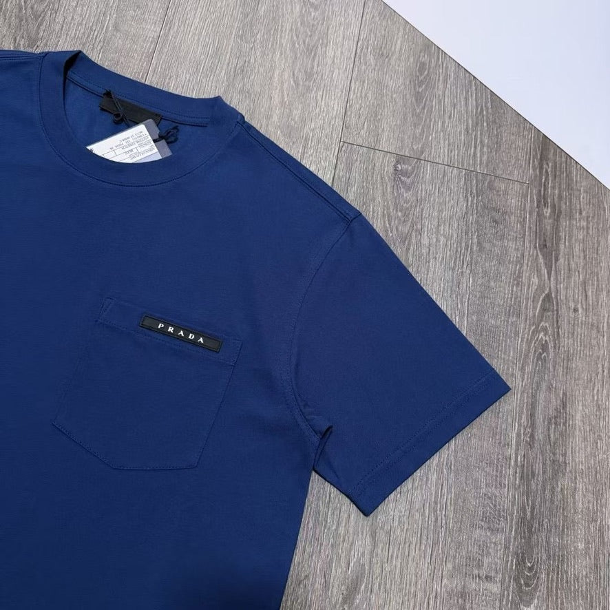 Prada Logo Cotton T-Shirt in Color White or Blue, Size S/M/L/XL/2XL