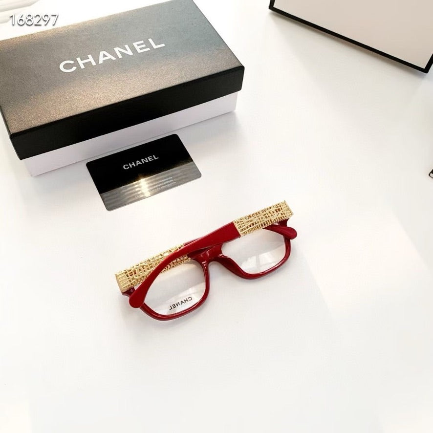 Chanel Cate Eye Optical Glasses in Red/Black/Brown CH3477