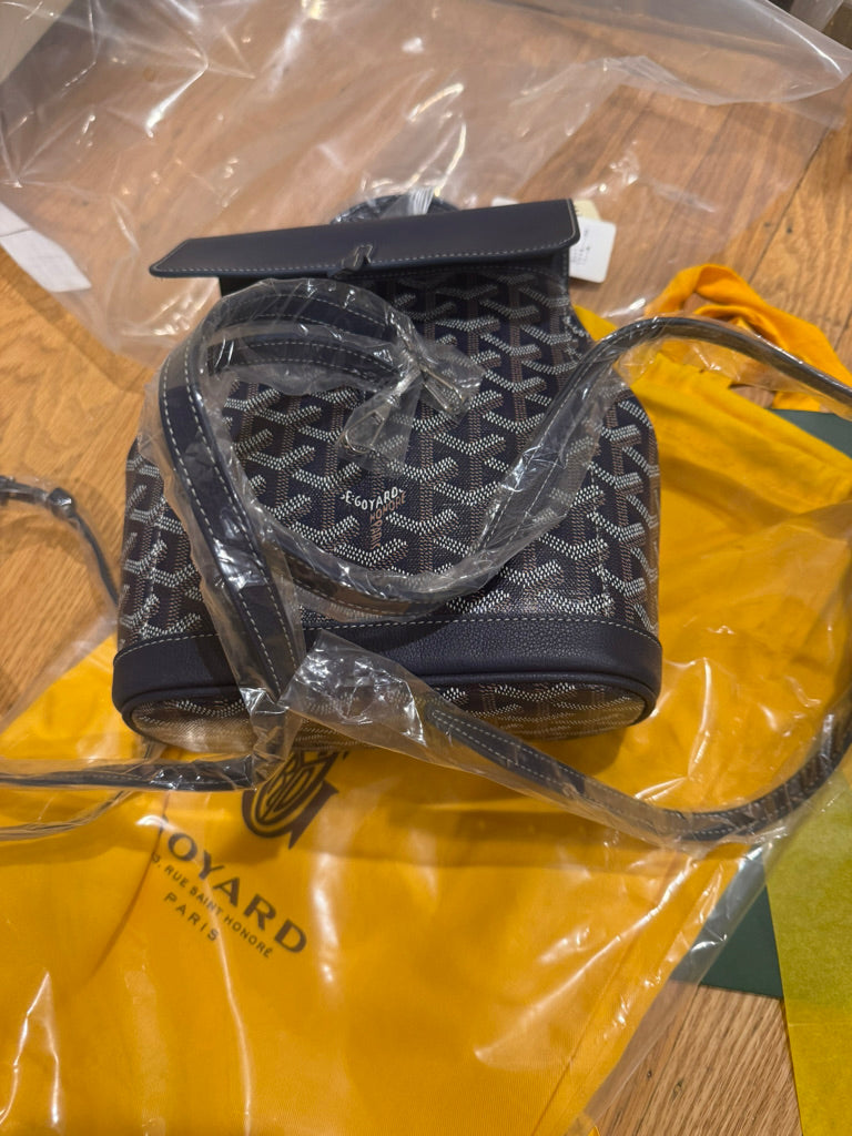 Goyard Goyardine Calfskin Mini Alpin Backpack in Blue (7.5 x 3.5 x 8.25 in)