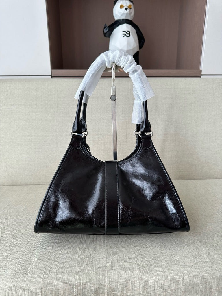 Prada Medium Leather Tote Bag in Black (12.5 x 8 x 6 in)