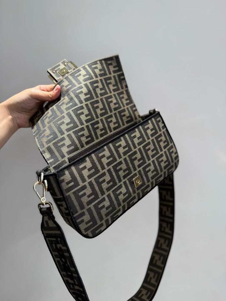 Fendi Medium Size Baguette Fabric Brown