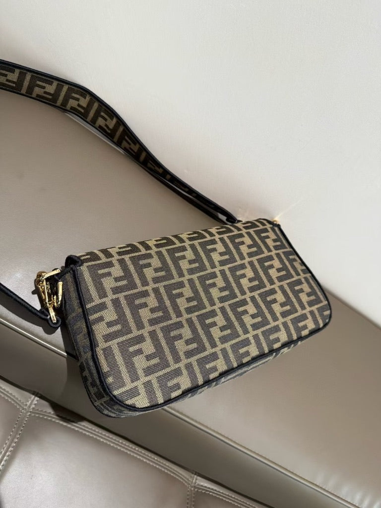 Fendi Medium Size Baguette Fabric Brown