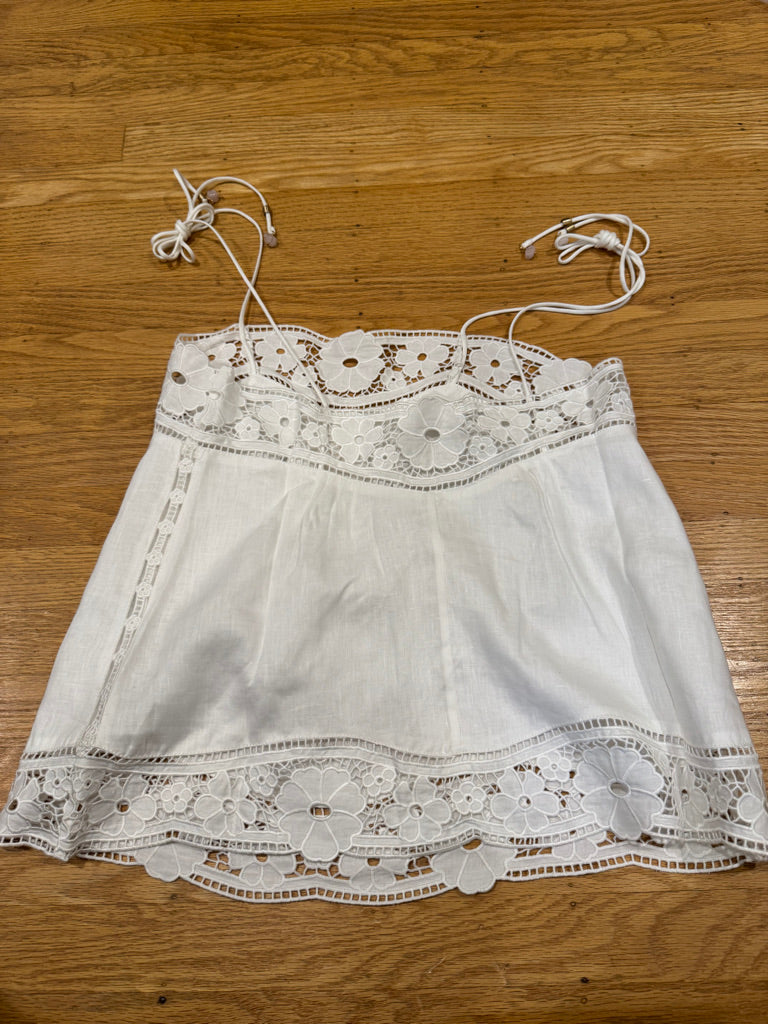 Zimmermann Linen Cami and Shorts Set in White, Size AU 0/1