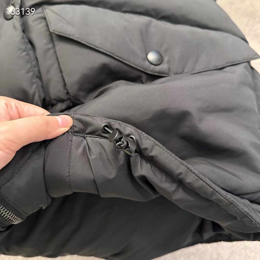 Miu Miu Technical Ponge Cropped Down Jacket in Black, Size S/M/L