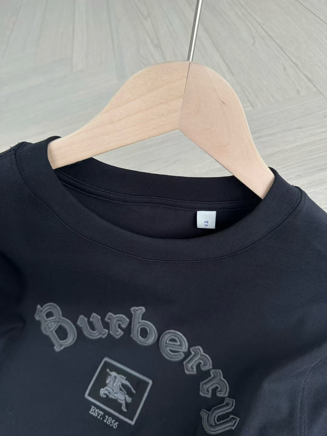 Burberry Long Sleeve Gothic Logo Cotton T-Shirt in Black