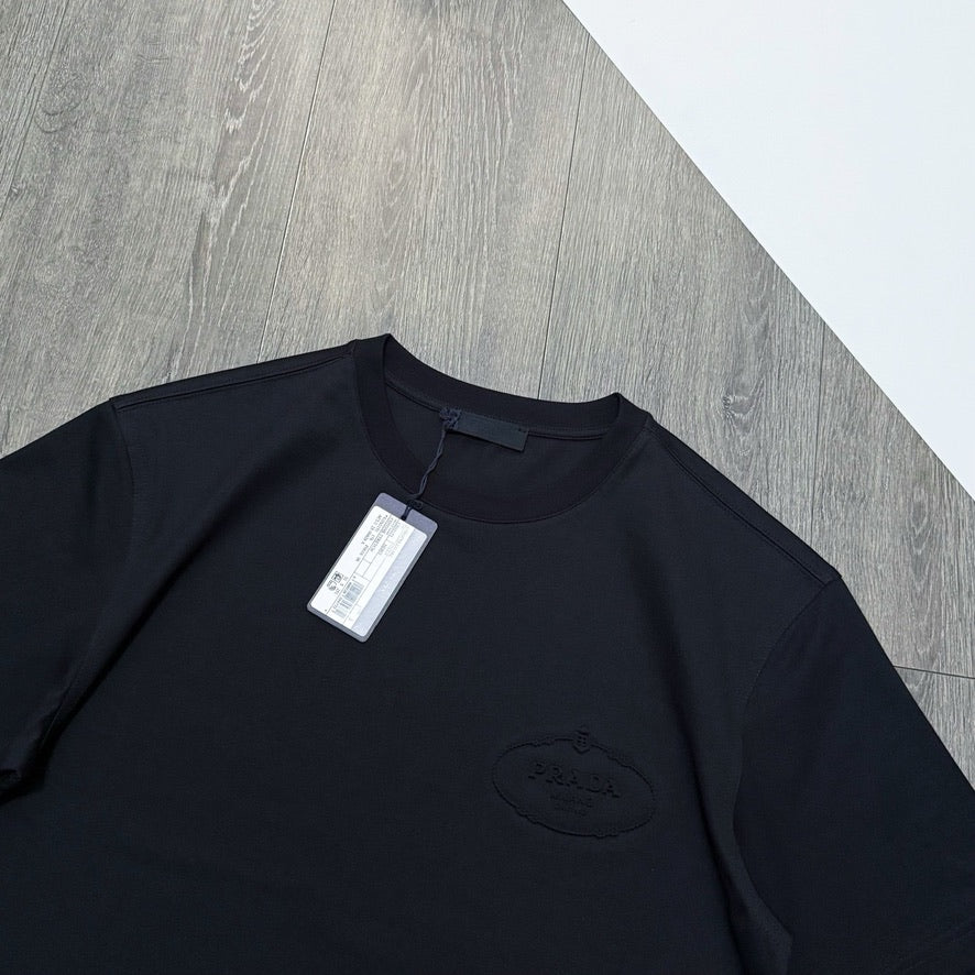 Prada Logo Cotton T-Shirt in Black, Size S