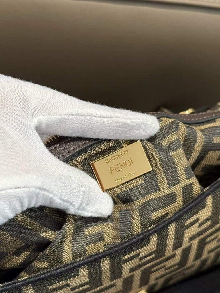 Fendi Medium Size Baguette Fabric Brown