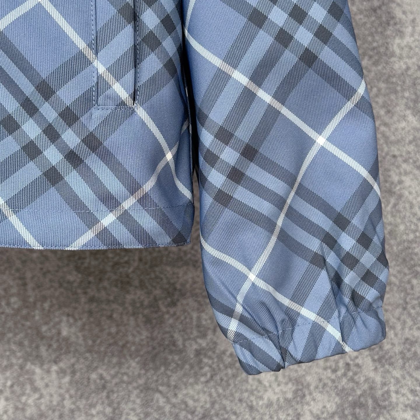 Burberry Reversible Check Jacket in Beige/Blue/Gray, Size XS/S/M/L