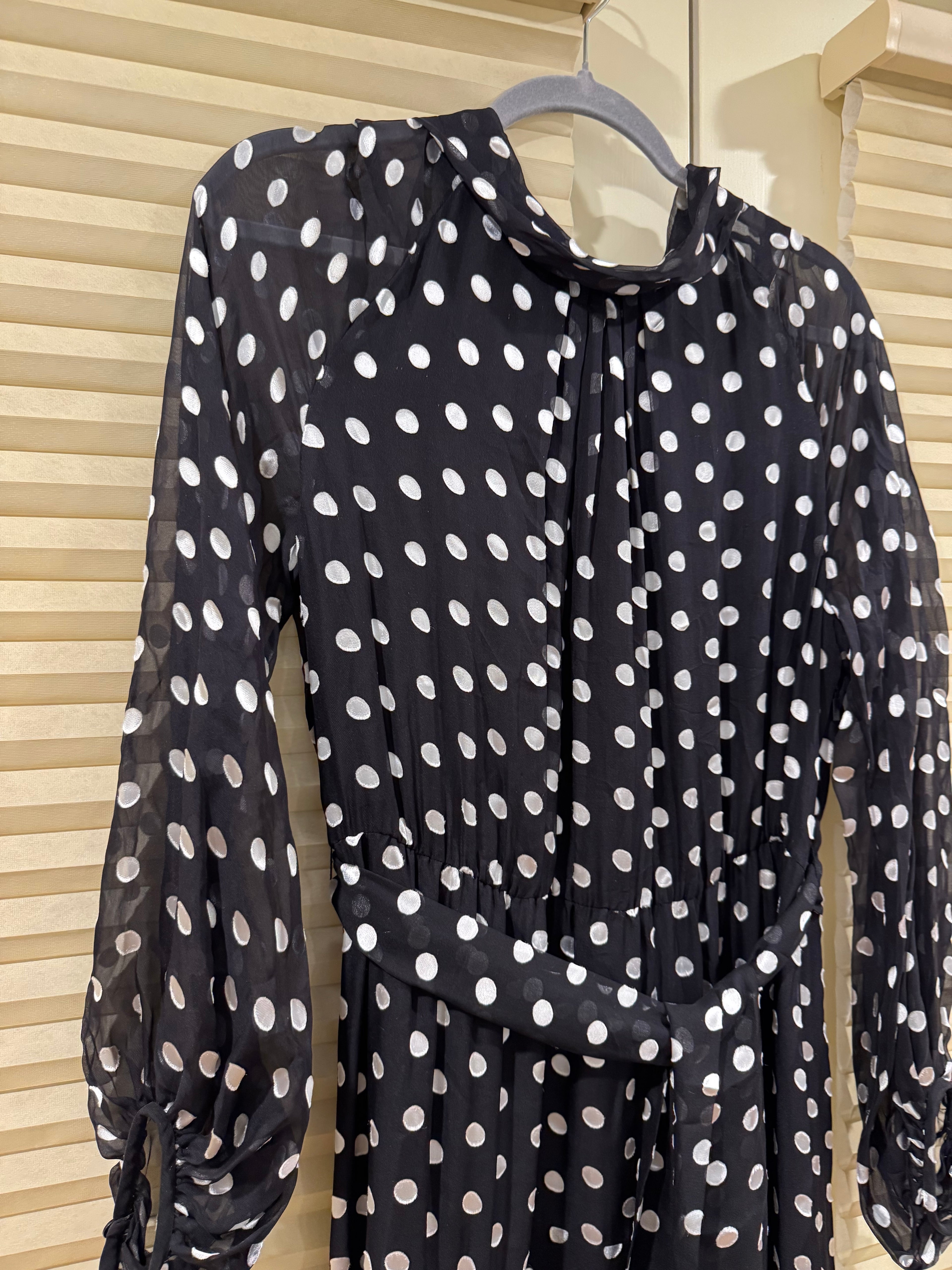 CH Carolina Herrera Silk Polka Dot Belted Maxi Dress, Size XS/S/M/L
