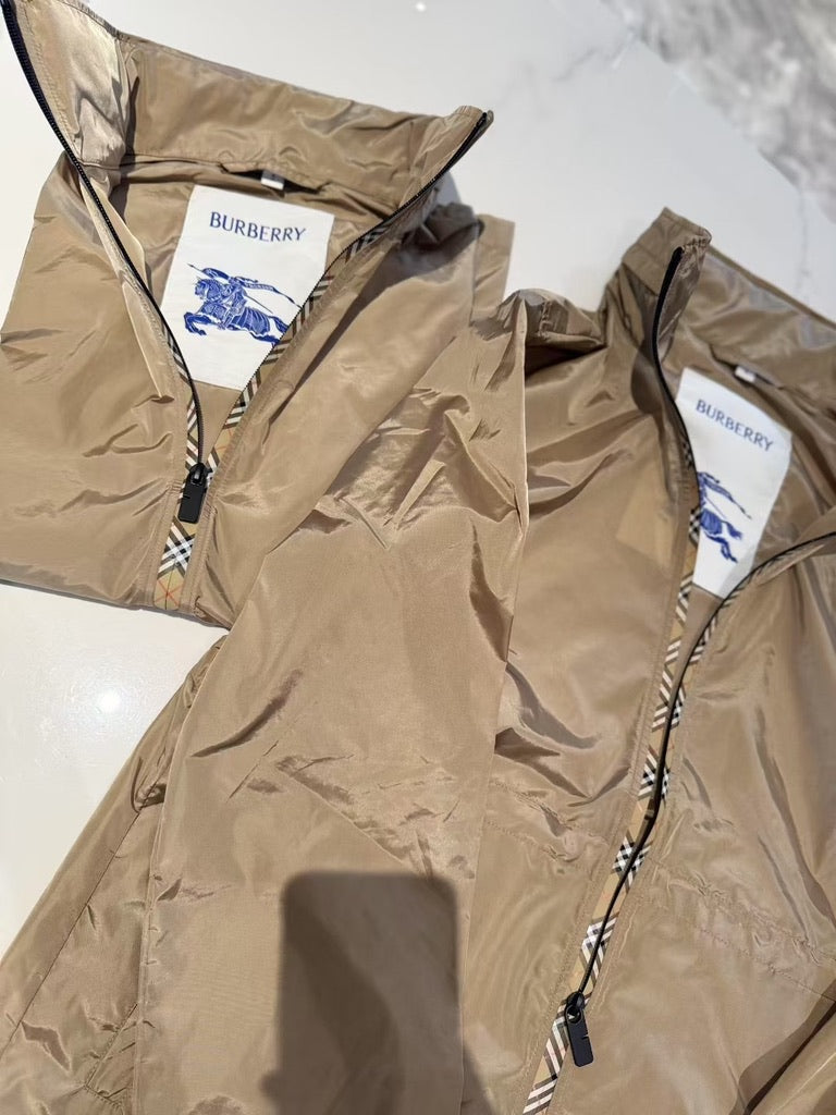 Burberry Check Trim Short Nylon Parka, Size S/M/L/XL/XXL