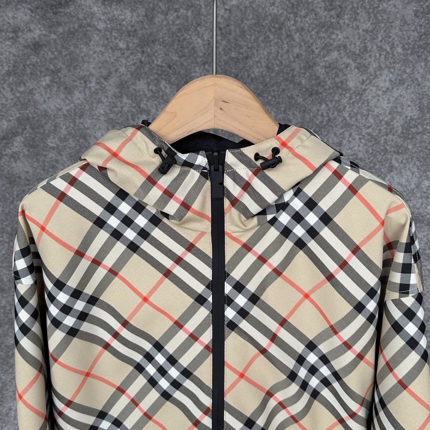 Burberry Reversible Check Jacket in Beige/Blue/Gray, Size XS/S/M/L