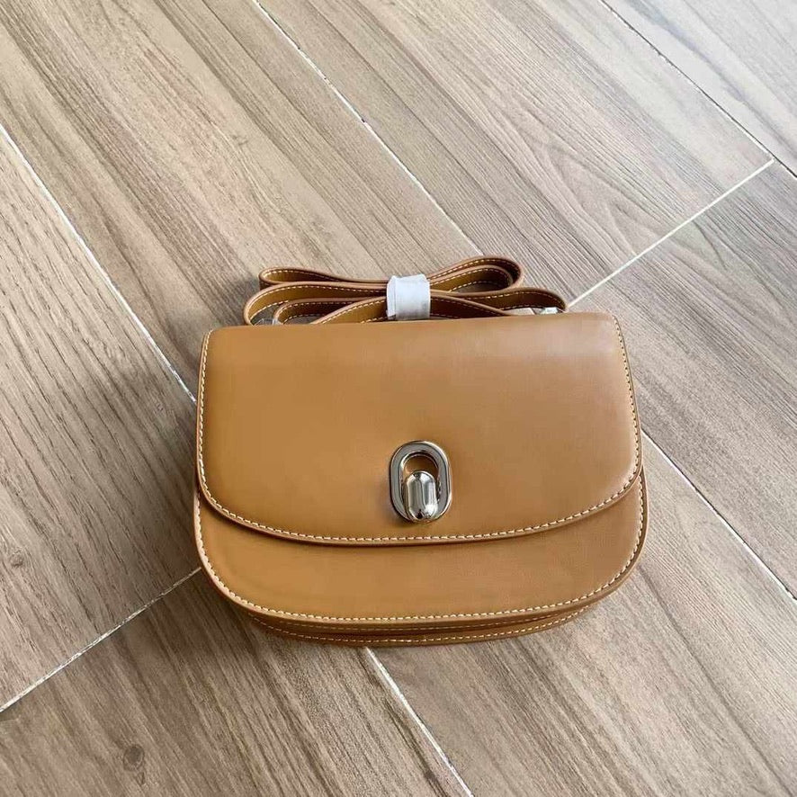 Savette Tondo 22 Leaher Shoulder Bag in Brown/Beige/Black