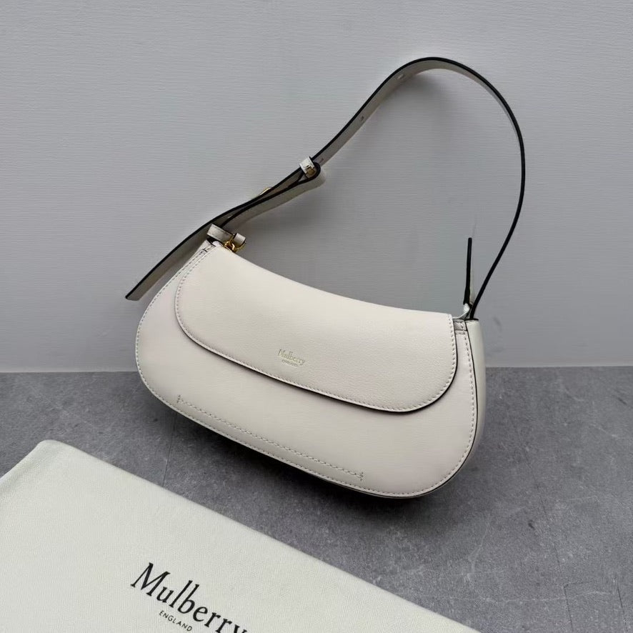 Mulberry Clovelly Leather Shoulder Bag in White (27 x 13 x 6 cm)