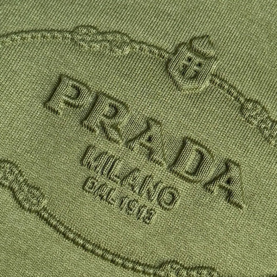 Prada Logo Cotton T-Shirt in Green, Size S