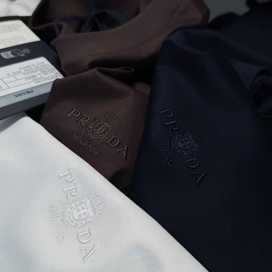 Prada Embroidered Logo Cotton T-Shirt, Size S/M/L/XL/XXL