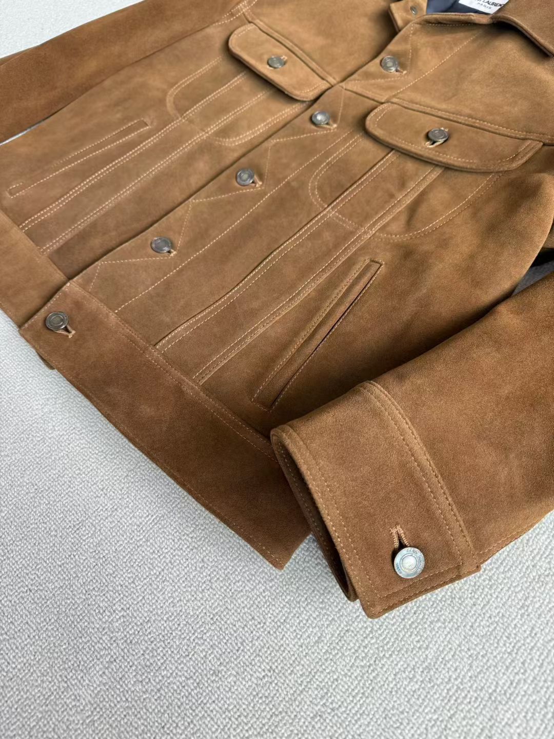 Saint Laurent Suede Leather Jacket, Size 46/48/50/52/54/56