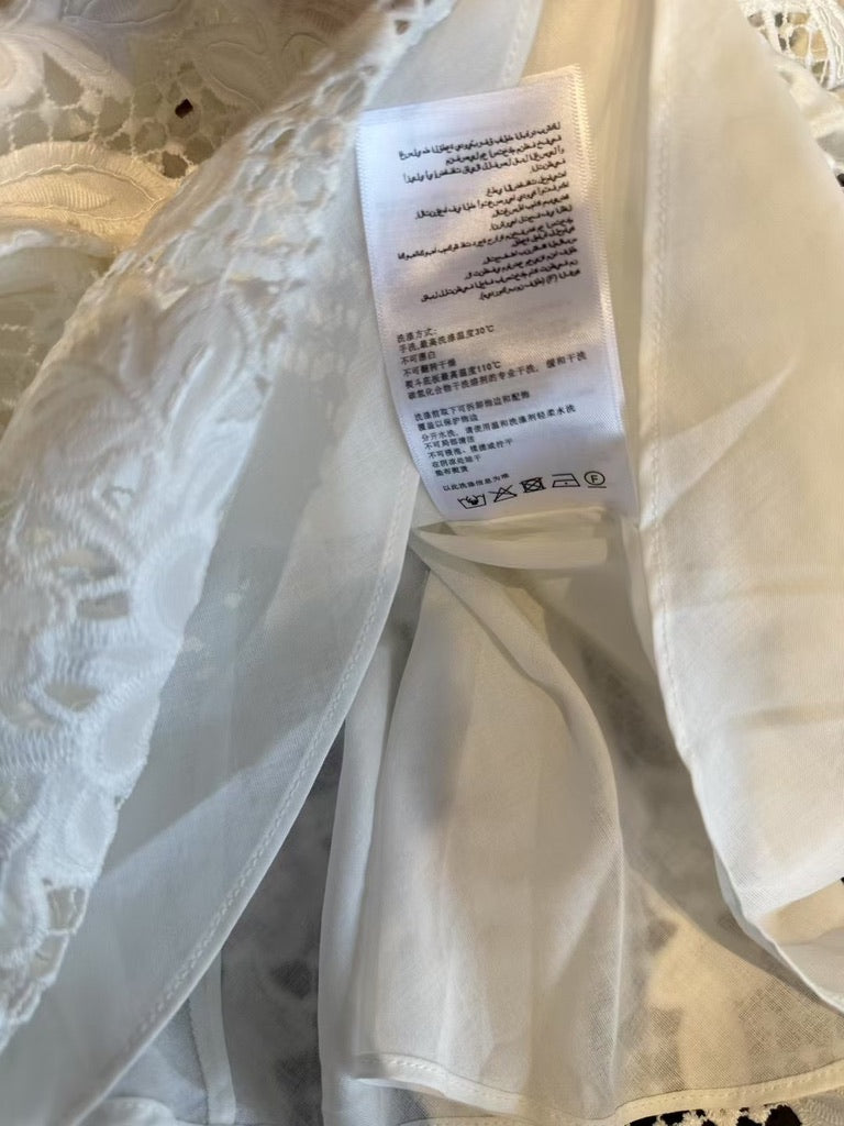 Zimmermann White Lace Belted Midi Dress, Size AU 2