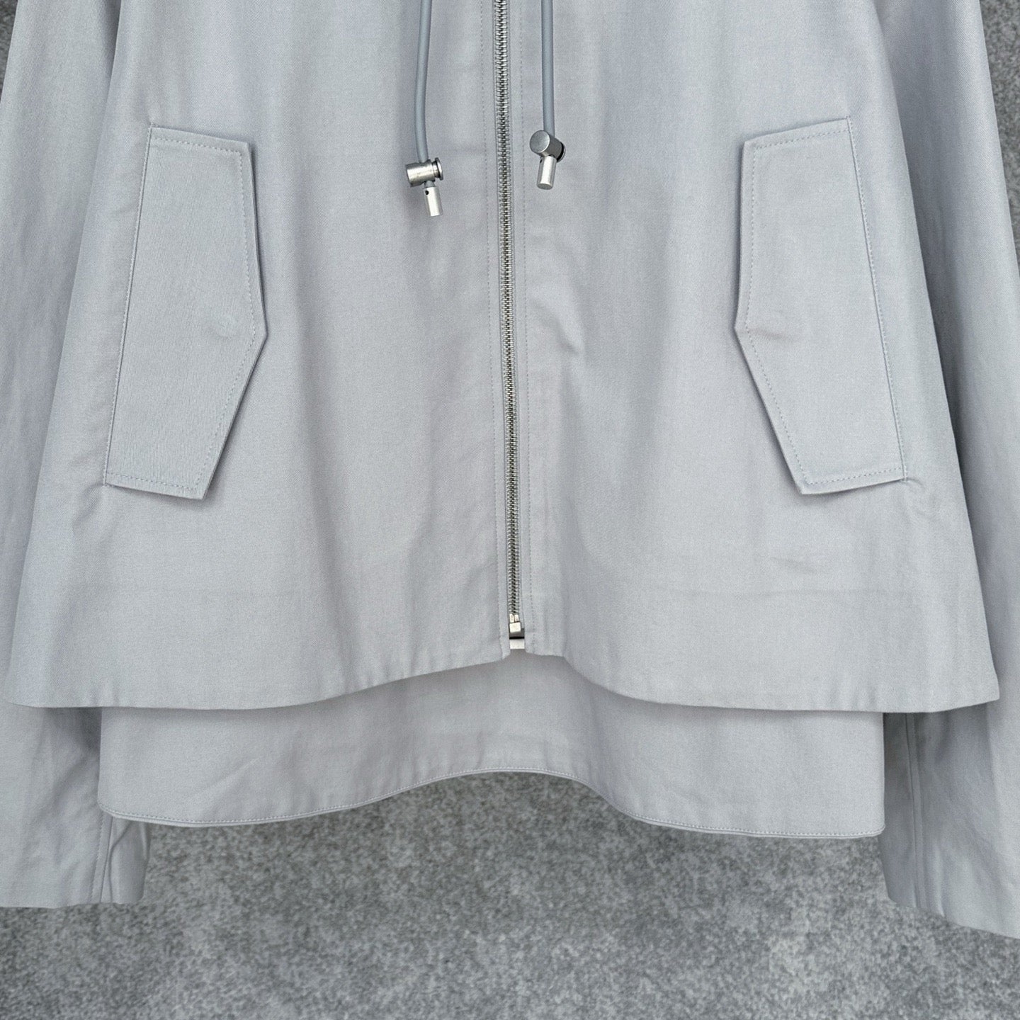 Loewe Cropped Hooded Embroidered Cotton-Twill Jackt in Gray, Size 34/36/38/40