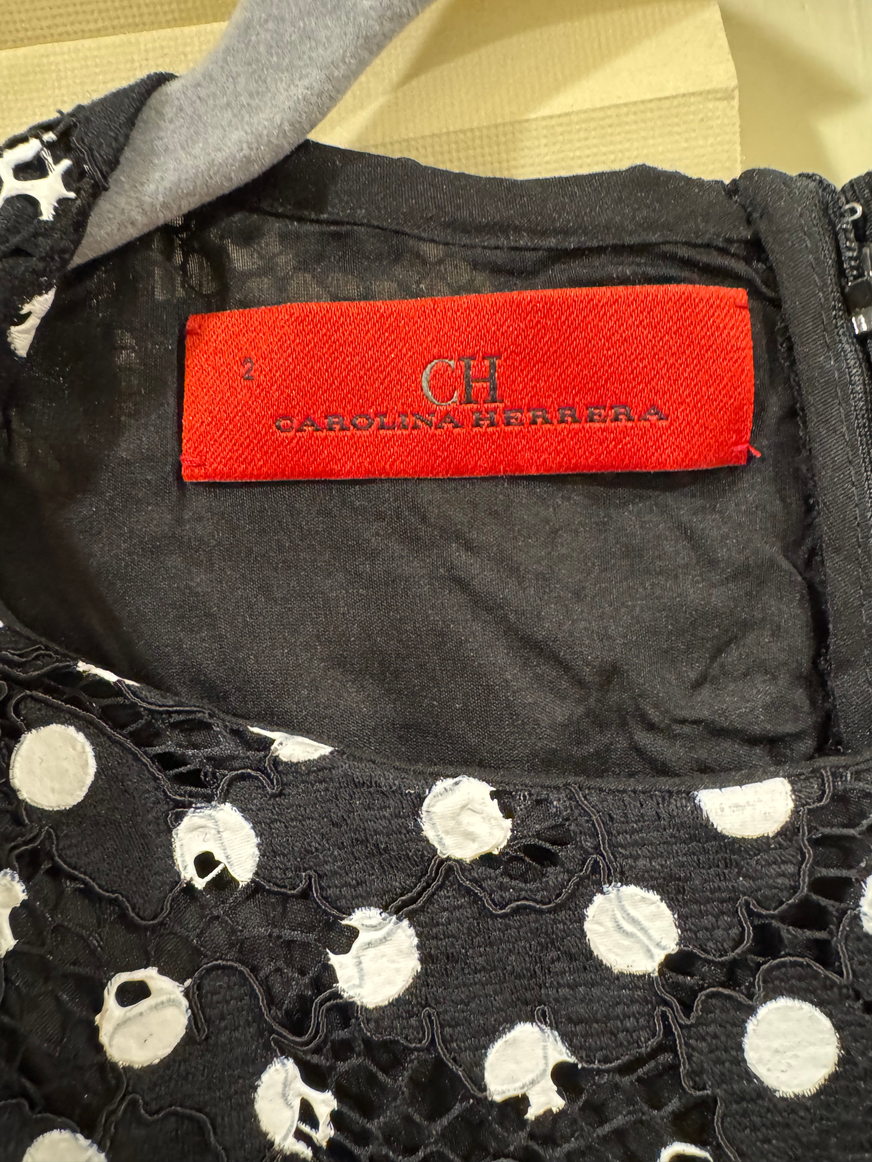 CH Carolina Herrera Polka Dot Belted Maxi Dress, Size US 4/6/8