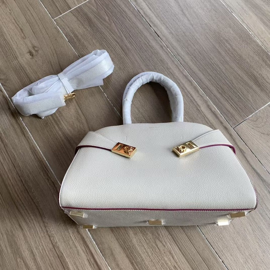 Ferragamo Medium Hug Handbag in Black or White (12.5 x 8 x 6 in)