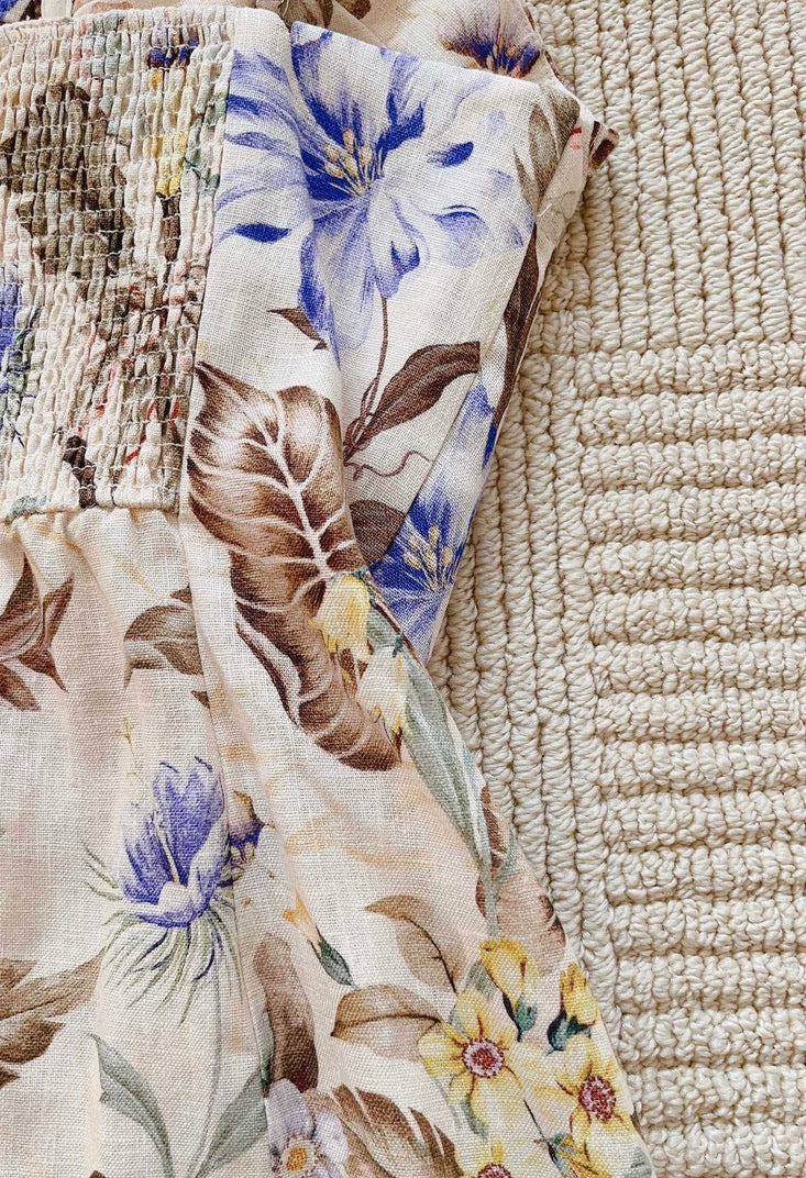 Zimmermann Bow-Embellished Cutout Floral-Print Linen Midi Dress, Size AU 0P/0/1/2/3