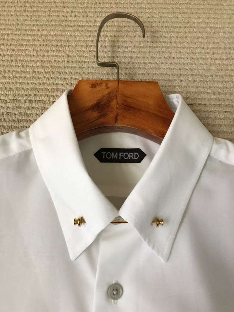 Tom Ford Slim-Fit Pinned-Collar Double-Cuff Cotton-Poplin Shirt, Size 39/40/41/42