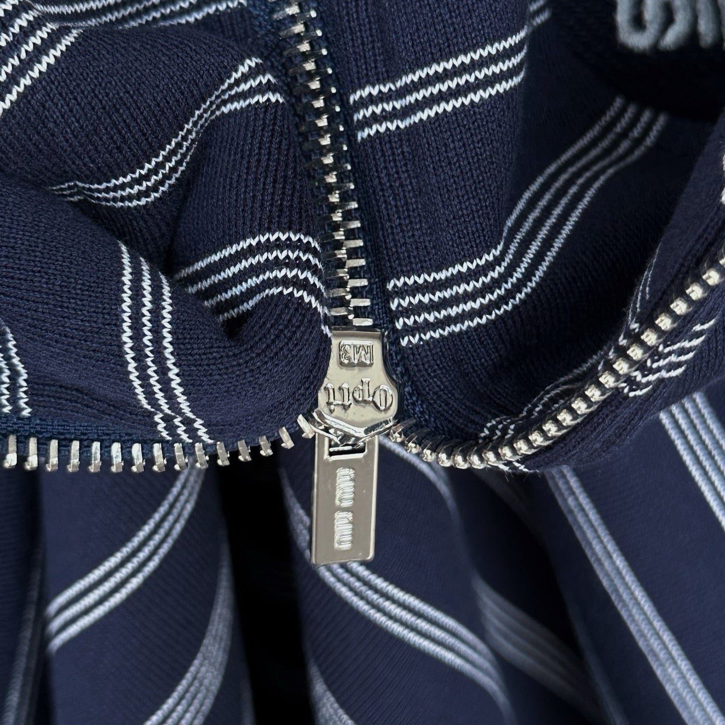 Miu Miu Blue/White Striped Zipper Shirt, Size S/M/L
