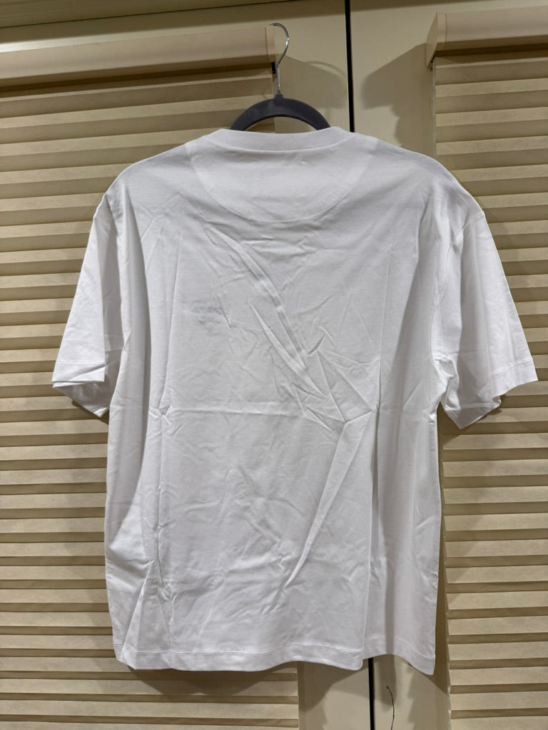 Prada Embroidered Logo Cotton T-Shirt in White, Size XL