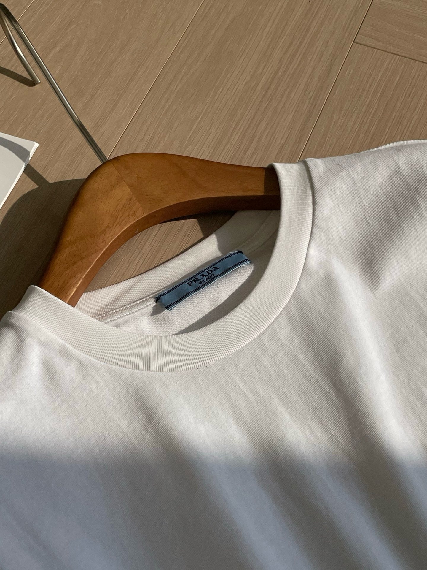 Prada Unisex Pocket Logo Long Sleeve T-Shirt in White, Size S/M/L/XL