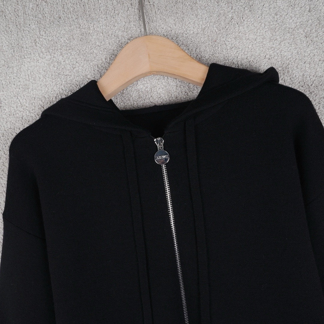 Loewe Wool Anagram Zip-Up Hoodie in White/Black, Size S/M/L