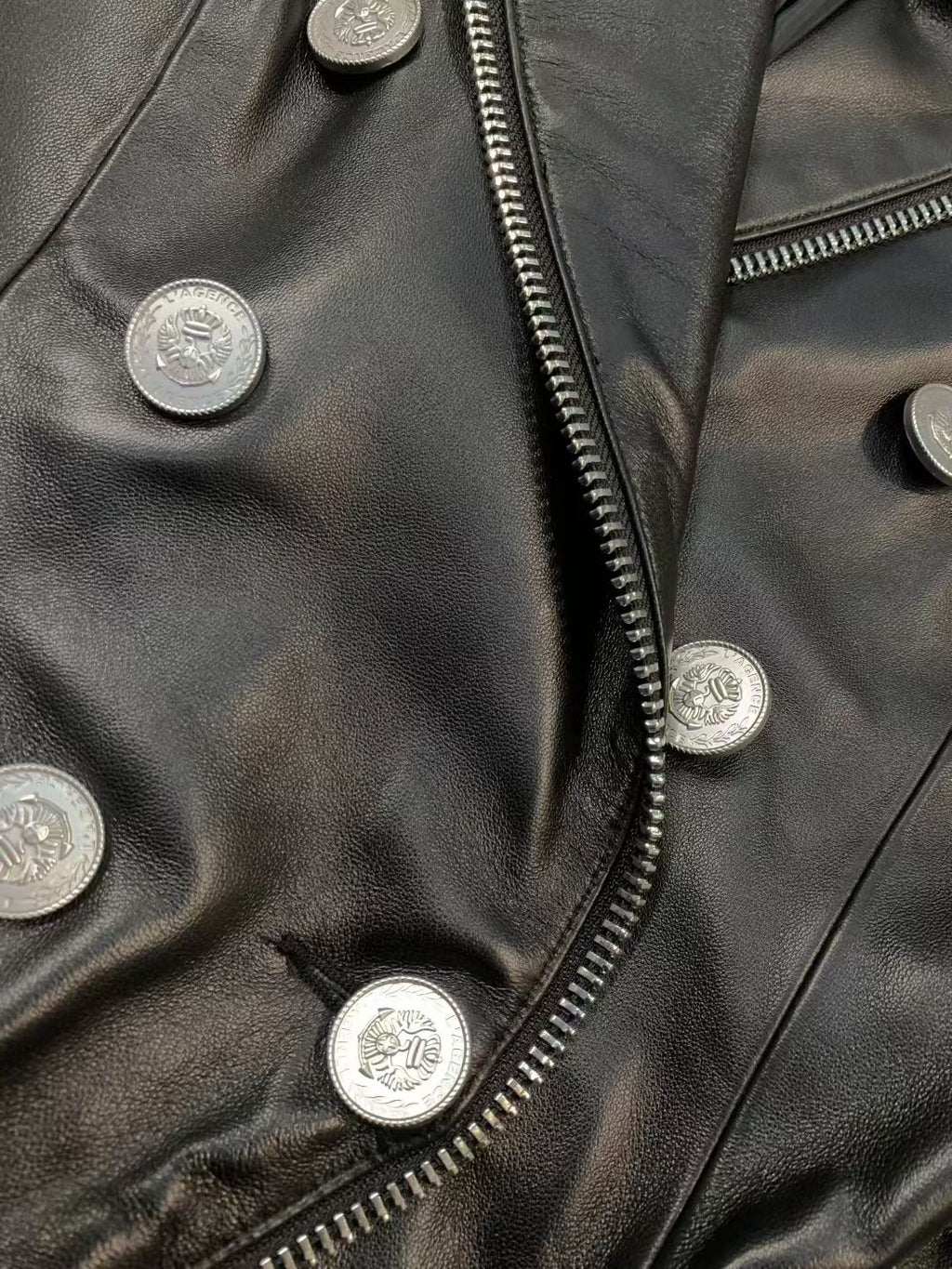 L'AGENCE Black Leather Blazer, Size US 2/4/6