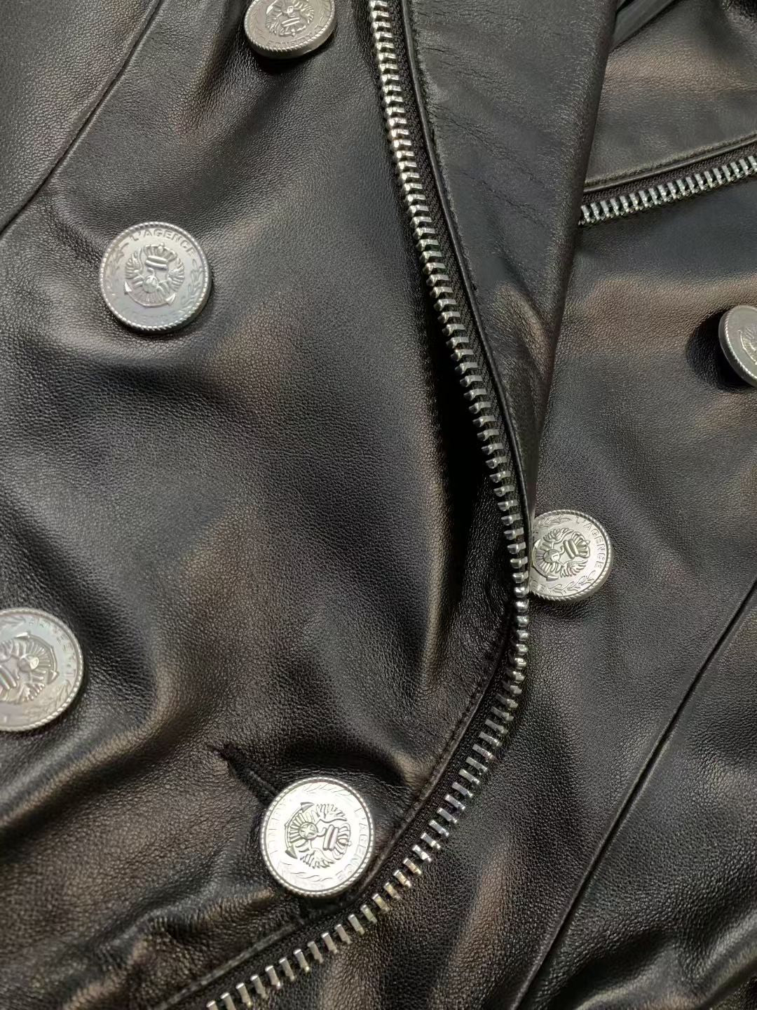 L'AGENCE Black Leather Blazer, Size US 2/4/6