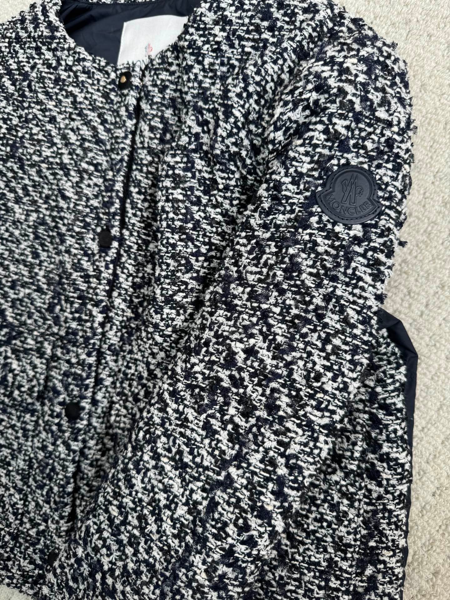 Monlcer Dauphin Tweed Short Down Jacket, Size 1/2/3