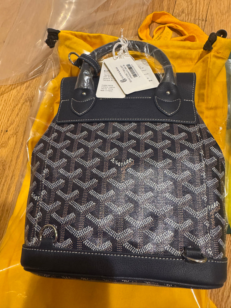 Goyard Goyardine Calfskin Mini Alpin Backpack in Blue (7.5 x 3.5 x 8.25 in)
