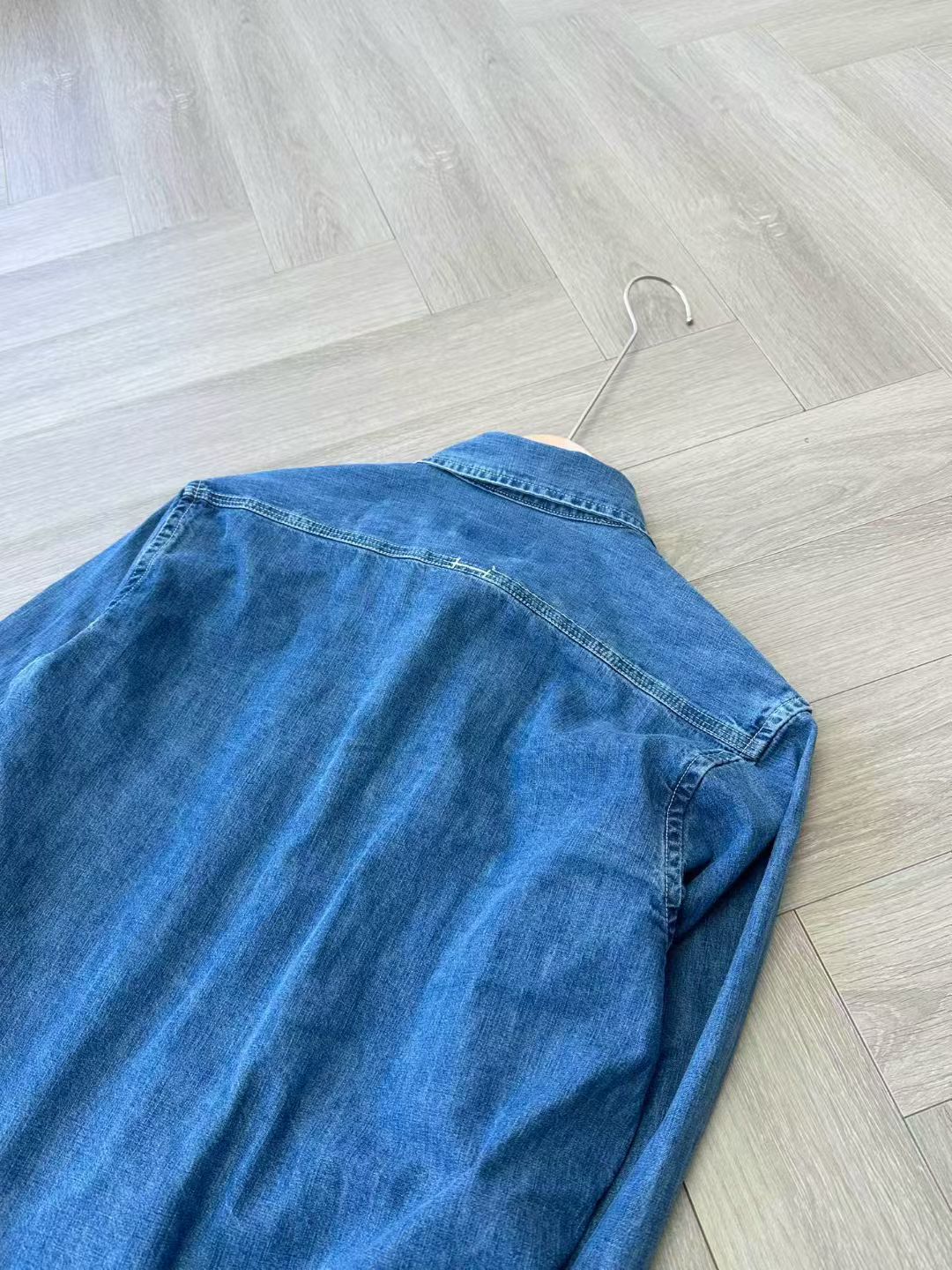 Hermes Unisex Long Sleeve Demin Shirt in Blue, Size 34/36/38/40/42
