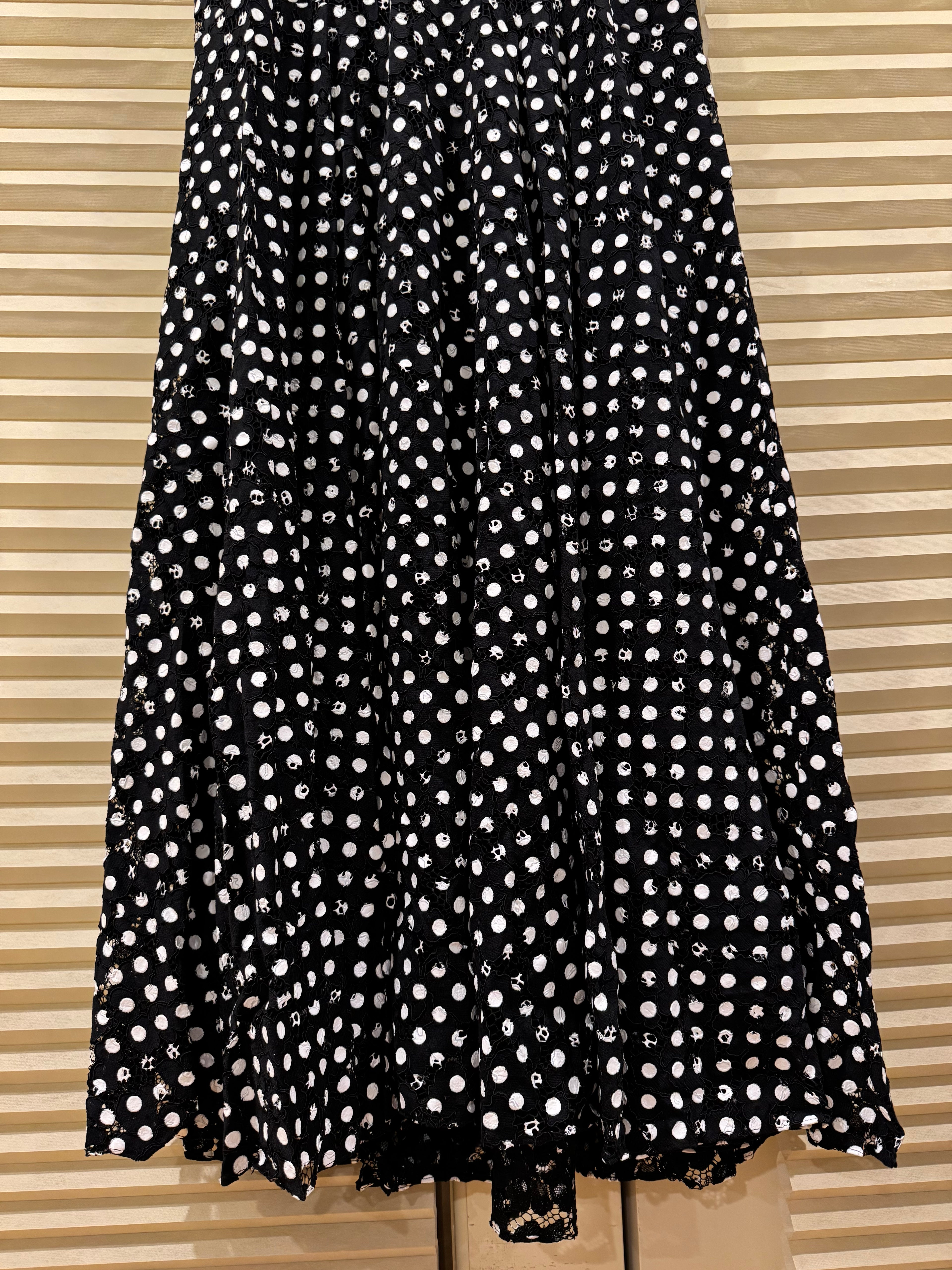 CH Carolina Herrera Polka Dot Belted Maxi Dress, Size US 4/6/8