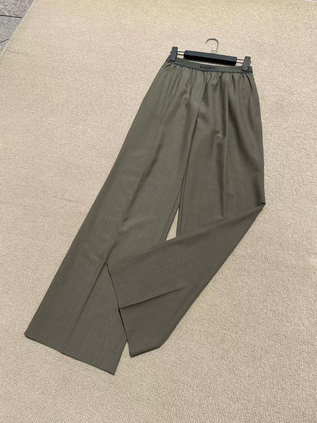 Loewe Wool Straight Leg Pants in Black/Gray, Size XS/S/M/L